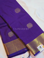 Load image into Gallery viewer, Kolam Motifs x Semi Soft Silk Saree - Violet Blue
