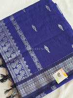 Load image into Gallery viewer, Kalyani Cotton Saree - Silver Zari : Blue
