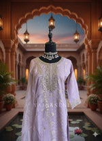 Load image into Gallery viewer, RAVINA [L/40] - Straight Cut Kurti Set (Lavender)
