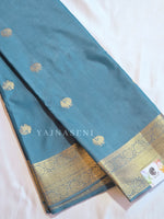 Load image into Gallery viewer, Heritage Motifs x Semi Soft Silk Saree - Dusky Blue
