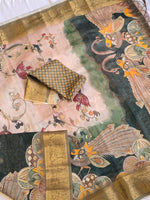 Load image into Gallery viewer, Linen Cotton Saree - Garden Glow
