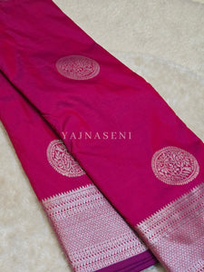 Semi Soft Silk Silver Zari Saree - Raspberry Red