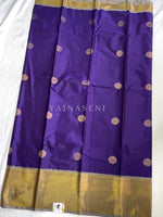 Load image into Gallery viewer, Kanchipuram Semi Silk Saree - Indigo x Grey
