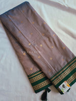 Load image into Gallery viewer, Semi Soft Silk Saree x Narayanpet Border - Ash Purple x Green x Teal
