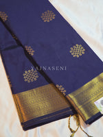 Load image into Gallery viewer, Kolam Motifs x Semi Soft Silk Saree - Dark Blue
