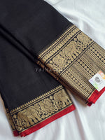 Load image into Gallery viewer, Narayanpet Mercerised Cotton Saree x Tall border : Black x Red

