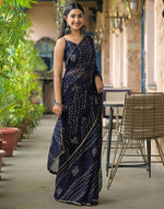 Load image into Gallery viewer, Chiffon Saree x Shimmery Tinsel : Blue
