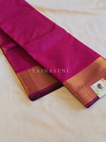Load image into Gallery viewer, Minimalist Semi Silk Saree x Gold Zari - Boysenberry

