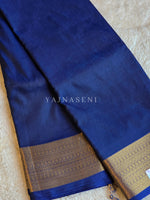 Load image into Gallery viewer, Minimalist Semi Silk Saree x Gold Zari - Navy Blue
