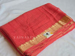 Load image into Gallery viewer, Crushed Fabric Viscose Georgette Saree x Checkered - Coral x Purple
