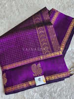 Load image into Gallery viewer, Annapakshi Border x Kattam Silk Cotton Saree : Purple
