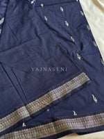 Load image into Gallery viewer, Kalyani Cotton Saree - Silver Zari : Dark Blue
