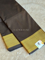 Load image into Gallery viewer, Minimalist Semi Silk Saree x Gold Zari - Dark Chocolate
