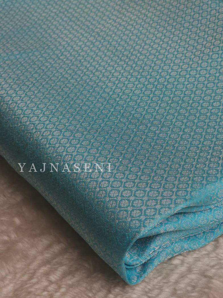 Kubera Pattu Saree - Sky Blue x Hot Pink