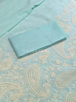 Load image into Gallery viewer, Organza Saree x Chikankari Embroidery x Lace border : Light Blue
