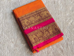 Load image into Gallery viewer, Kanchi Cotton Saree x Tall Border : Orange
