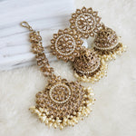 Load image into Gallery viewer, DHEERA earrings + tikka (Pearl)
