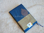 Load image into Gallery viewer, Semi Kanchi Silk x Gold Zari Saree - Blue (Green Undertone)
