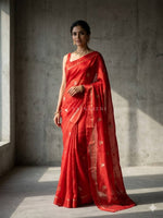 Load image into Gallery viewer, Viscose Chinnon Saree x Satin Border - Red
