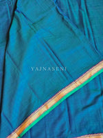Load image into Gallery viewer, Narayanpet Mercerised Cotton Saree x Thin Border : Peacock x Green
