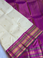 Load image into Gallery viewer, IVORY EMPRESS - Pure Kanjivaram Silk Saree with Gold Zari
