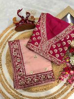 Load image into Gallery viewer, Chiffon Rangoli Semi Silk Saree x Embroidery : Pink Legacy
