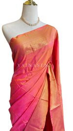 Load image into Gallery viewer, Vaira oosi x Checkered Saree - Sunset Pink
