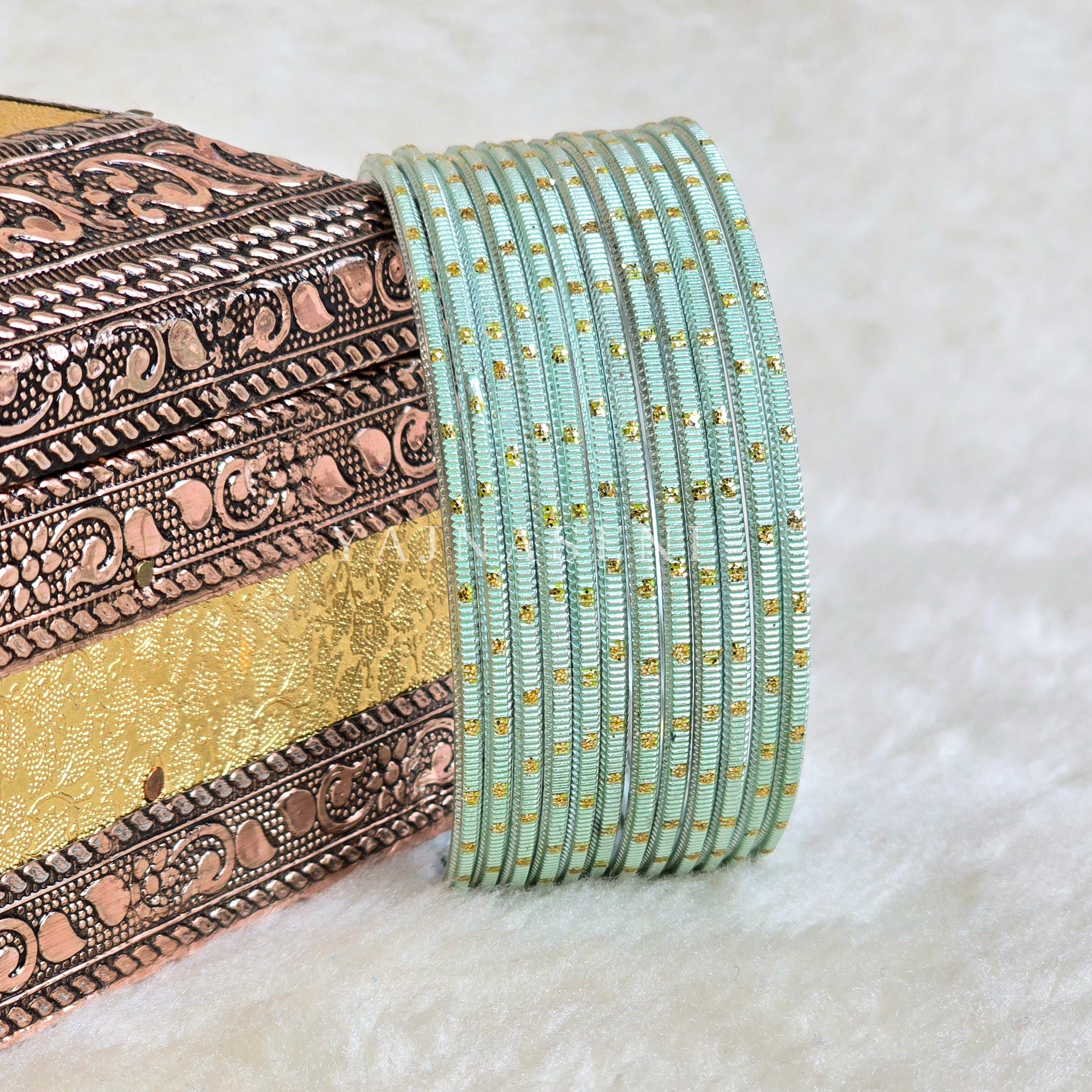 Metallic x Dot Bangles - Pastel Green
