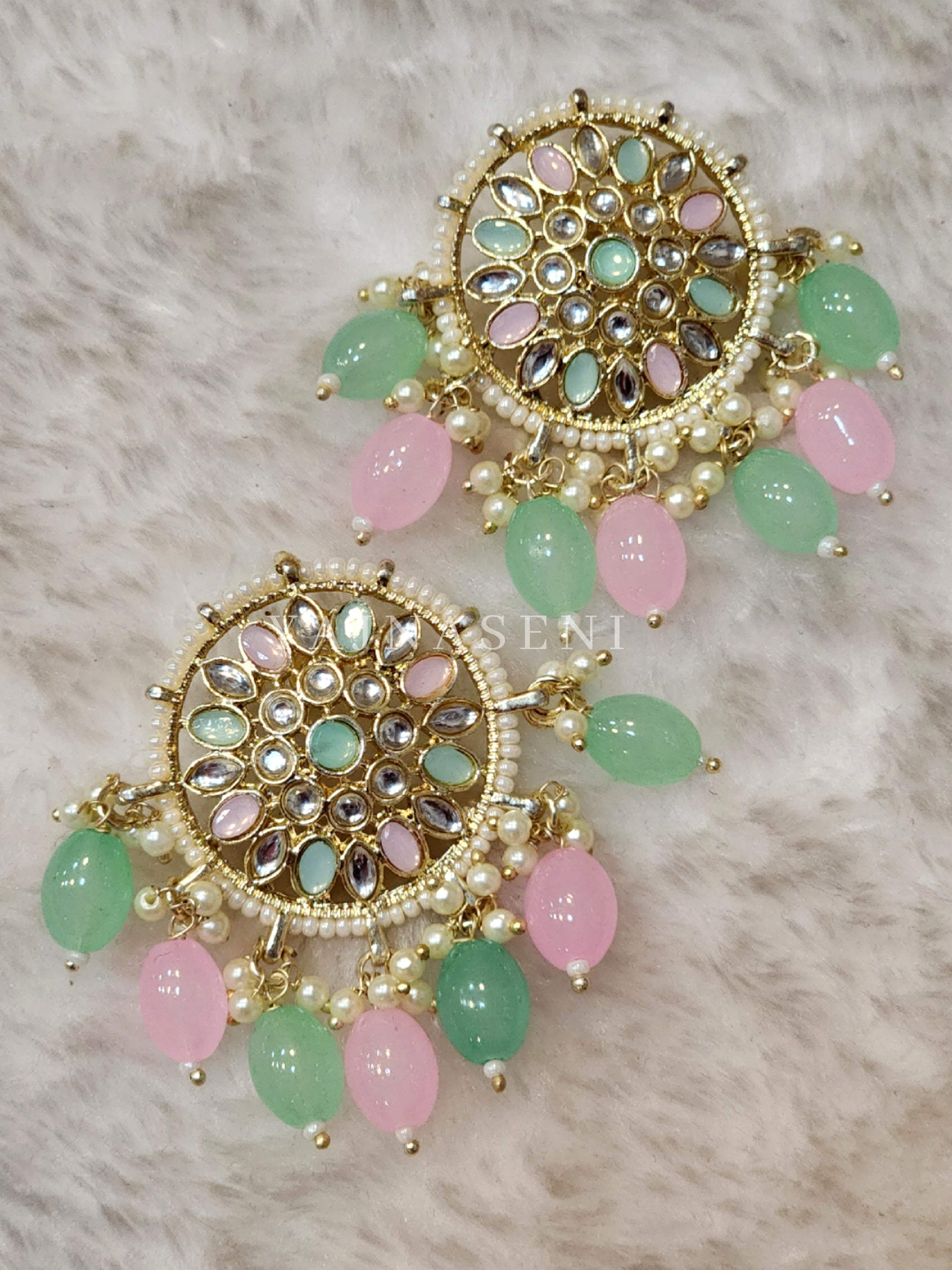 MADONNA studs (mint x pink)