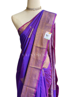 Load image into Gallery viewer, Royal Edit x Semi Soft Silk Gold Zari Saree - Purple Garnet
