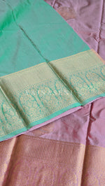 Load image into Gallery viewer, Color Block Series : Semi Kanchi Silk Saree - Blush x Mint
