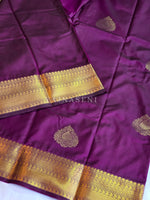 Load image into Gallery viewer, Soft Silk x Gold Zari Saree - Dark Purple
