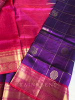 Load image into Gallery viewer, Mayil Chakram x Kattam Silk Cotton Saree : Purple x Magenta
