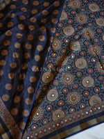 Load image into Gallery viewer, Aura Semi Silk x Ajrakh Prints x Mirrors : Midnight Blue
