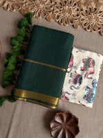 Load image into Gallery viewer, Mul Cotton Tassel Saree x Elephant Blouse : Green
