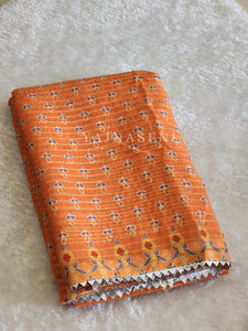 Sequins x Printed Georgette Saree - Orange