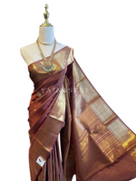 Load image into Gallery viewer, MOCHA KISS - Pure Kanjivaram Silk Saree with Gold Zari
