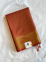 Load image into Gallery viewer, Minimalist Semi Silk Saree x Gold Zari - Burnt Sienna
