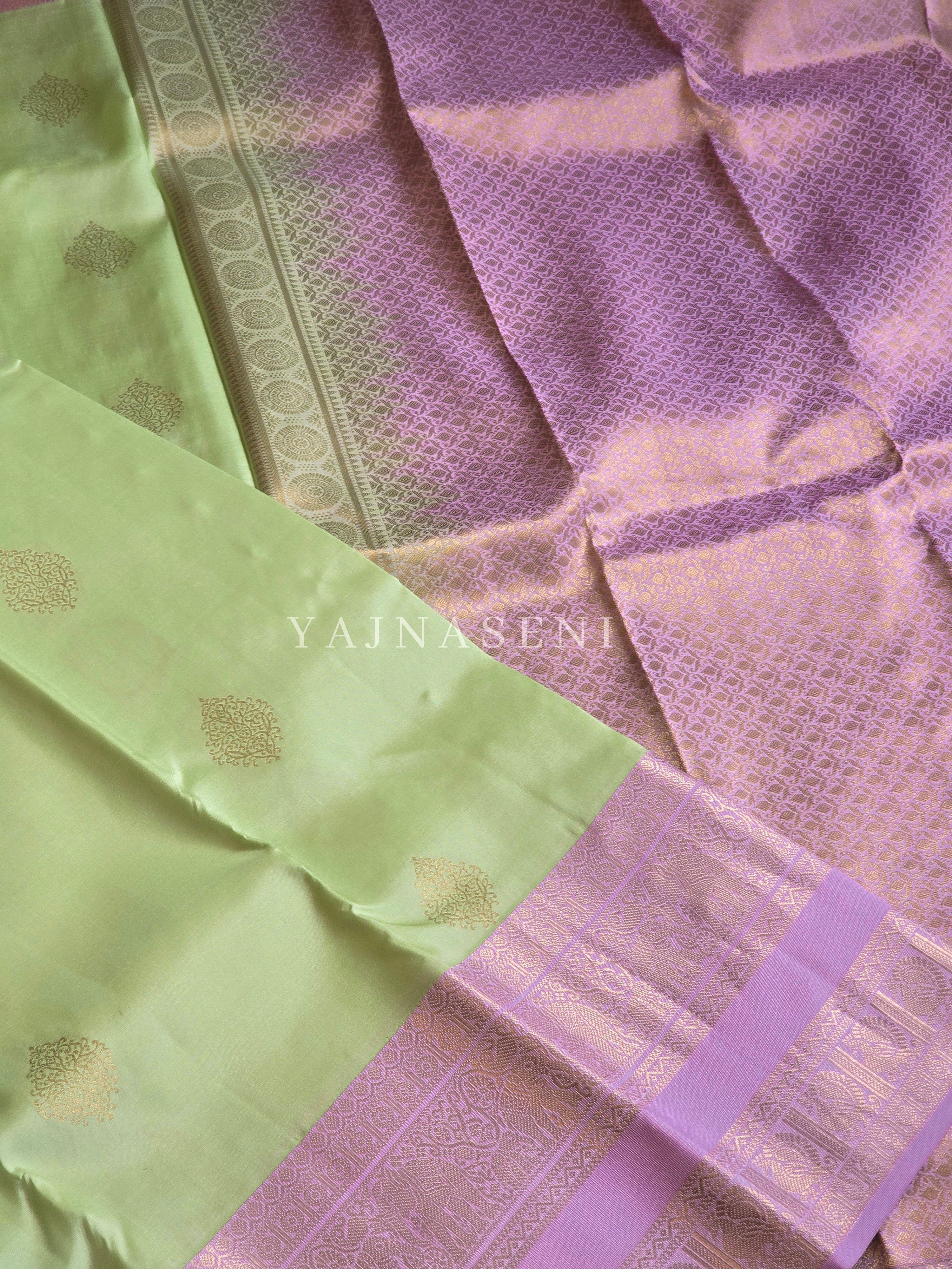 PASTEL ECHO - Pure Kanjivaram Silk Saree with Light Gold Zari
