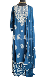 Load image into Gallery viewer, ZUNAIRA [2XL/44] - Straight Cut Kurti Set (Dark Teal)
