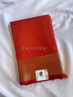 Load image into Gallery viewer, Minimalist Semi Silk Saree x Gold Zari - Dark Terracotta
