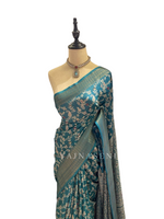 Load image into Gallery viewer, Semi Mysore Silk Saree x Zari Border - Teal Green
