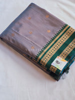 Load image into Gallery viewer, Semi Soft Silk Saree x Narayanpet Border - Ash Purple x Green x Teal
