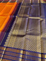 Load image into Gallery viewer, AMBER &amp; AURA - Pure Kanjivaram Silk Saree with Gold Zari
