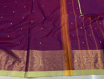 Load image into Gallery viewer, Kanchi Cotton Saree x Big Peacock Border : Purple x Lime
