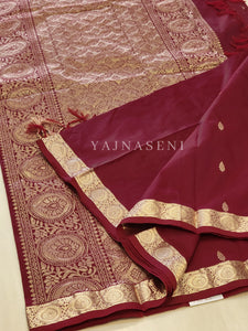 Kanchi cotton silk saree x mini border : Deep Red