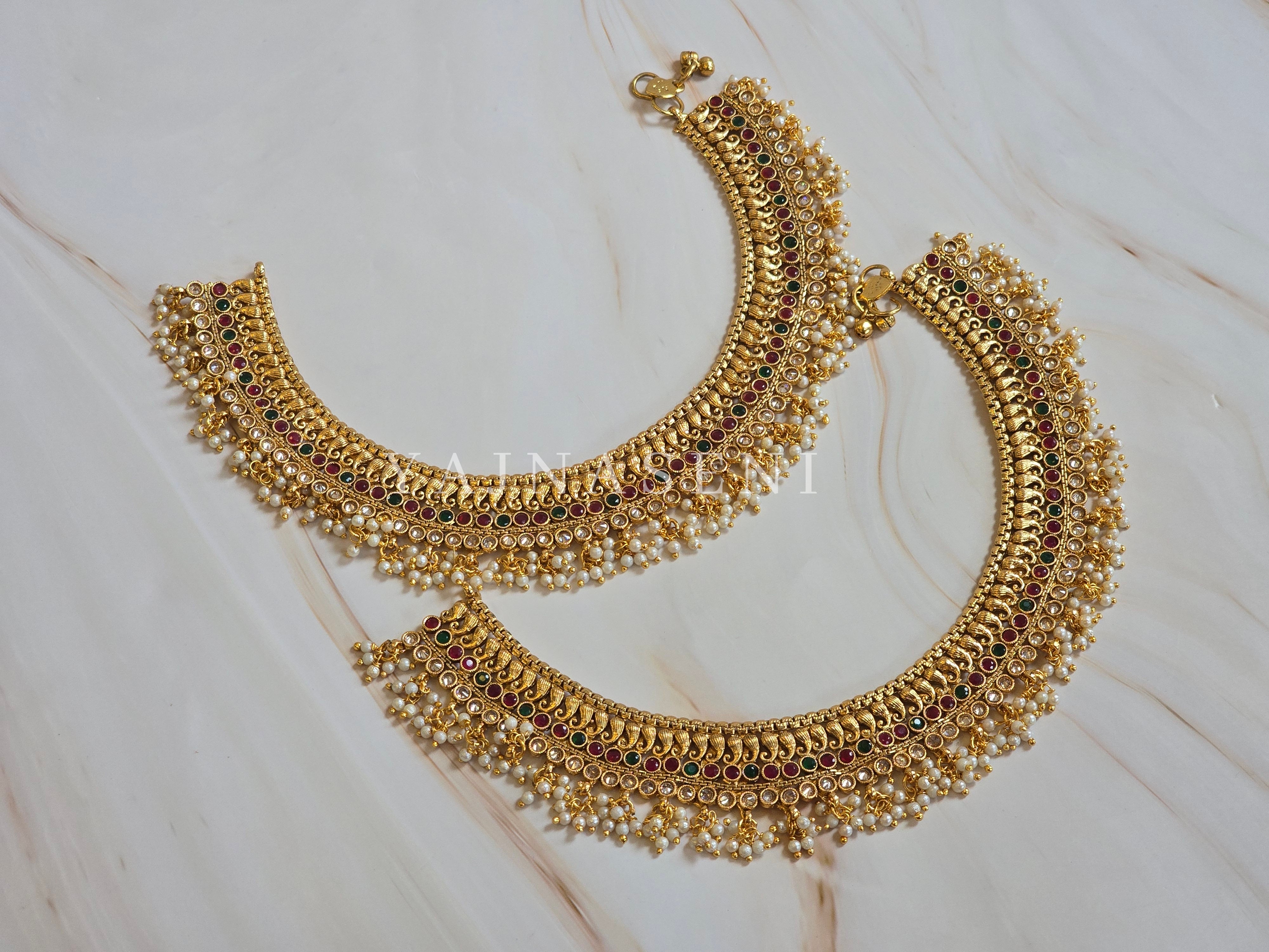 Anklet - GANGOTRI (Rani Green x White)