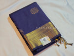 Load image into Gallery viewer, Kolam Motifs x Semi Soft Silk Saree - Dark Blue
