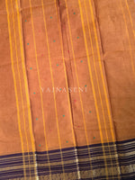Load image into Gallery viewer, Kanchi Cotton Saree x Ganga-Jamuna Border : Dark Amber x Dark Brown x Wine
