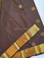 Load image into Gallery viewer, Kolam Motifs x Semi Soft Silk Saree - Dark Brown
